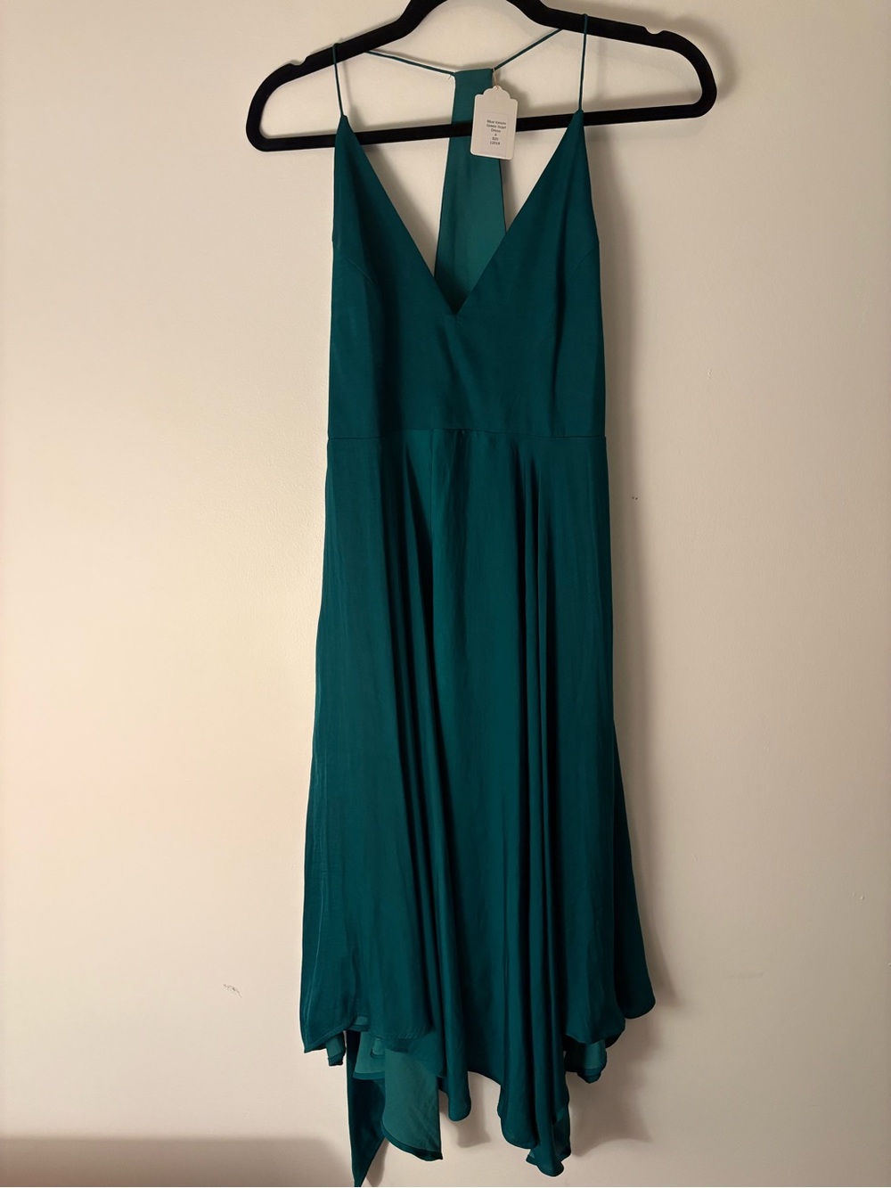 Blue Kimchi Urban Outfitters Emerald Green V-Neck Spaghetti Strap Scarf Dress